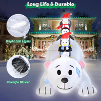 Ours polaire gonflable de 7 pieds avec trois pingouins et éclairage LED, décoration de Noël gonflable pour jardin, pelouse, maison, fête