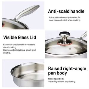 Nouvelle Arrivée Poêle à Frire Antiadhésive 30 cm en Acier Inoxydable Triple Couche 304 pour Cuisine - Product Image 6