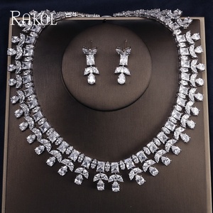RAKOL SP390 Dubai Luxury <b>Necklace</b> Earrings <b>Gold</b> Plated Women Wedding Jewelry Set - Product Image 2
