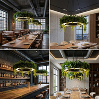 Lustre LED moderne pour restaurant, luminaire de plafond commercial avec plantes artificielles, design de luminaires suspendus décoratifs