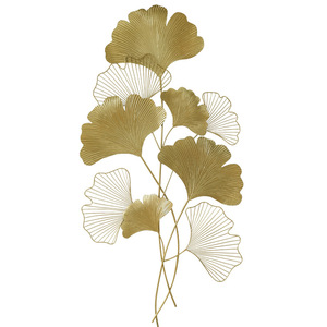 Adhesivo Decorativo de Pared con Hoja de Ginkgo, Acero Inoxidable, Circular, Minimalista, Decoración para el Hogar, Arte Colgante - Product Image 3