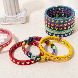 Bracciale Elastico Bohémien con Perline a Cuore Colorate in Lega di Zinco, Gioiello Moda Regalo per Donne <span class=keywords><strong>2026</strong></span> - Product Image 3
