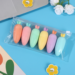 Ensemble de 6 surligneurs mignons en forme de carotte, stylos fluorescents <span class=keywords><strong>pastel</strong></span> pour enfants, étudiants, fournitures de bureau, fournitures scolaires, journalisation, cadeaux - Product Image 3