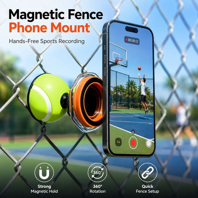 Outdoor Sports Magnetic Flexible Video Shooting Phone Mount Portable Live Streaming Fence Holder Compact Tennis Training