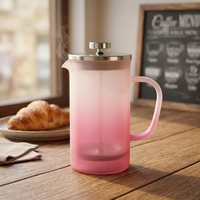 Cafetière à piston en verre borosilicate rose personnalisée, nouveau style, pour la maison