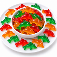 Bonbons Gélifiés Translucides en Forme de Dauphin, Assortiment de Fruits Acidulés, Halal, Vente en Gros, Fabricant et Fournisseur, Étiquette Privée Personnalisée