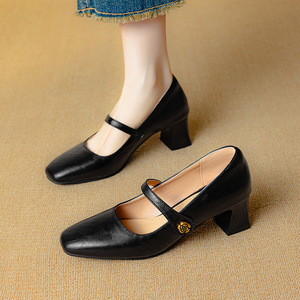 Zapatos de Mujer Primavera-Otoño 2025, Retro, Casuales, con Tacón Medio Grueso, Minimalistas, Tipo Mary Jane - Product Image 5