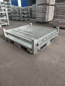 Contenitore in rete metallica zincata impilabile e pieghevole a 4 livelli per magazzino, capacità 1500 kg - Product Image 6