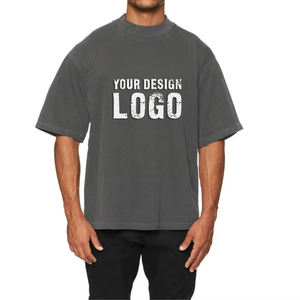 T-shirt pour homme vintage personnalisé Lgoo 250 g/m², poids lourd, impression numérique, coton lavé, noir, surdimensionné - Product Image 1