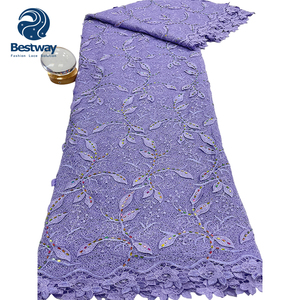 Encaje de Cordón <span class=keywords><strong>Guipur</strong></span> Bestway, Tela de Encaje Africano <span class=keywords><strong>Bordado</strong></span> <span class=keywords><strong>con</strong></span> <span class=keywords><strong>Piedras</strong></span>, Tela de Encaje Nigeriana de Alta Calidad para Bodas y Fiestas - Product Image 3