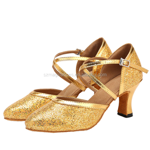 Wedopus Women's Sporty <b>Salsa</b> Latin Dance <b>Shoes</b> Anti-Slip Ankle Strap Soft PU Gel Fashion Trend Synthetic Glitter for Spring - Product Image 1