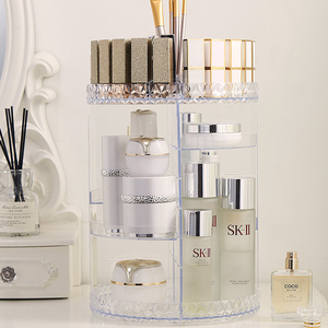 Transparent 360 rotation Cosmetic Storage Box Jewelry makeup organizer 360-degree rotating