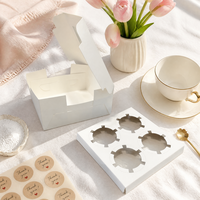 Boîte à cupcakes à fenêtre 4 compartiments en carton blanc avec insert transparent, support de présentation pour cupcakes, boîte à muffins, vente en gros