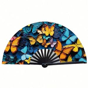 High Quality Bamboo Wood Folding <b>Hand</b> <b>Fan</b> for Weddings Holidays Custom Logo Handheld Traditional Painted DIY for Home Decoration - Product Image 5
