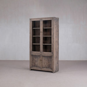 ארון יין ויסקי עתיק בעבודת יד, ידידותי לסביבה, מעץ מלא, זכוכית, עיצוב כפרי, תצוגה, שטח אחסון גדול, ריהוט לבית - Product Image 4