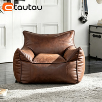 Housse de pouf inclinable moderne en similicuir OTAUTAU SF001 sans rembourrage inclus