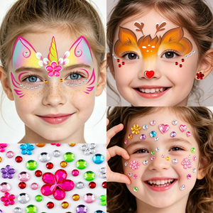 Pegatinas de joyas faciales de diamantes de imitación <span class=keywords><strong>en</strong></span> forma de lágrima, tatuajes de gemas acrílicas de cristal multiforma para ojos y cuerpo, ideales para cosplay de sirena y festivales de música. - Product Image 3