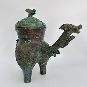 Bronze Dragon Head Wine Vessel với muôi giống như thiết kế chính xác hỗn hợp rượu vang Tính năng phức tạp kim loại thủ công mỹ nghệ thực hiện đúc kỹ thuật - Product Image 4