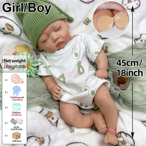Muñeca Reborn <span class=keywords><strong>de</strong></span> Silicona con Rostro Regordete, Tacto <span class=keywords><strong>de</strong></span> Piel Suave, Muñeca Recién Nacida <span class=keywords><strong>de</strong></span> 18 Pulgadas - Product Image 4
