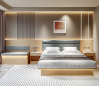 Ensemble de chambre d'hôtel modulaire au design contemporain, finition mélamine, lit California King, socle de qualité E1 - Usage commercial