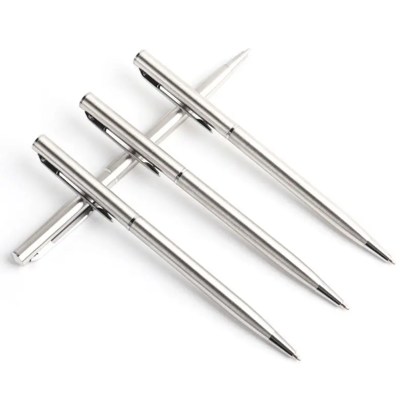 Pemegang pena logam gaya Putar baja tahan karat bahan pulpen perak perlengkapan kantor