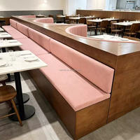 Quadratische Massivholz-Restaurant-Sofa-Sitzgruppe mit Tisch, Langlebiges Modernes Kaffeehaus-Bistro-Möbelset
