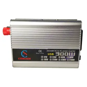 Inverter gelombang sinus modifikasi DC 12V ke AC 220V 300W dengan klip baterai dan USB operasi mudah