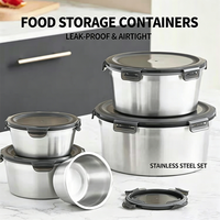 Contenants de préparation de repas empilables en acier inoxydable, isolés, étanches, compatibles micro-ondes, avec couvercles, réutilisables, pour le camping