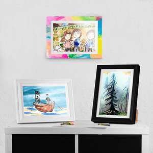 Cadre photo pour œuvres d'art d'enfants, interchangeable, en bois noir avec verre incassable, pour affichage horizontal et vertical - Product Image 2