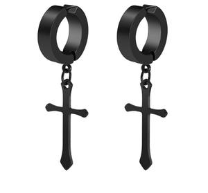 Boucles <span class=keywords><strong>d</strong></span>'oreilles à la mode sans piercing pour homme, boucles <span class=keywords><strong>d</strong></span>'oreilles croisées en acier inoxydable - Product Image 4