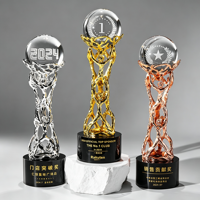 Trophée JINZUN en métal plaqué or avec boule de cristal, best-seller, logo personnalisé gravé, 26,5 cm, trophée de championnat d'entreprise