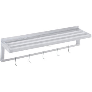 Heavy Duty Aluminum Alloy <b>Wall</b> Hanging <b>Rack</b> with Multi <b>Hooks</b> Kitchen Storage Organizer for Restaurant Canteen - Product Image 1