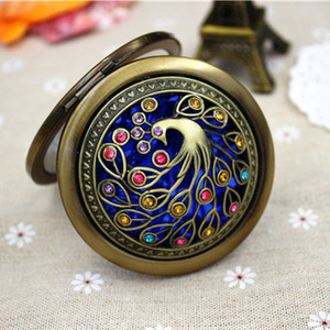 Bronze Color Flower Diamond Metal Portable Pocket Mirror Mini Two-sides Folding <b>Makeup</b> Mirror Vintage Butterfly Cosmetic Mirrors - Product Image 3