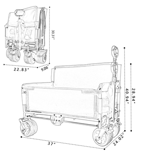 Portable Multifunctional Aluminum Four-Wheel Folding <strong>Trolley</strong> Platform Camping Cart Outdoor Reclining Chair Children Foldable - Product Image 2