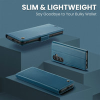 Étui en cuir lisse R20 pour Samsung Galaxy S23FE S20FE S21FE avec blocage RFID, béquille magnétique, rabat pour Samsung S23 FE