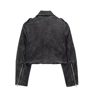 Vêtements pour femmes ZATRHMBM, nouvelle mode 2023, effet vintage, veste en simili cuir de moto, veste rétro à manches longues <span class=keywords><strong>Zi</strong></span> - Product Image 2