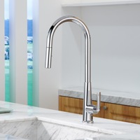 Robinet de cuisine rétractable en acier gris canon allemand, chaud et froid, anti-éclaboussures, pour laver les légumes et la vaisselle