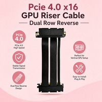 Câble de montage vertical GPU PCIe 4.0 X16 à bande passante de 64 Go/s, double rangée, double inversé, plaqué or 3-5μ, pour PC MOD