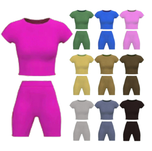 Productos Listos para Enviar, Pijamas, Camiseta de Canalé, Pantalones Cortos Tipo <span class=keywords><strong>Boxer</strong></span>, Ropa de Estar en Casa, Conjunto de Dos Piezas de Verano para <span class=keywords><strong>Mujer</strong></span>, Ropa, Pijamas <span class=keywords><strong>Mujer</strong></span> - Product Image 1