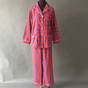 Rouge <span class=keywords><strong>Tartan</strong></span> manche longue Tailleur <span class=keywords><strong>Pyjama</strong></span> pyjamas vêtements de nuit - Product Image 1