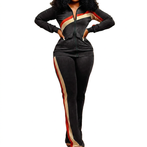 High Quality Striped Print <b>Women</b> Customized Streetwear Winter Tracksuits 2026 New <b>Lightweight</b> 100% Cotton Drawstring <b>Jacket</b> Wide - Product Image 2