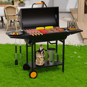 Large Multi Functional Barbecue Grill With Trolley Outdoor Patio Use Thickened Steel Frame Dual Side Cooking - Product Image 1