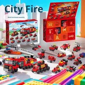 Lele Brother Blind Box Petites briques <span class=keywords><strong>de</strong></span> construction en plastique ABS Voiture d'ingénierie incendie Dinosaure Modèle d'animal Jouet éducatif pour les enfants <span class=keywords><strong>de</strong></span> 5 à 7 ans - Product Image 1