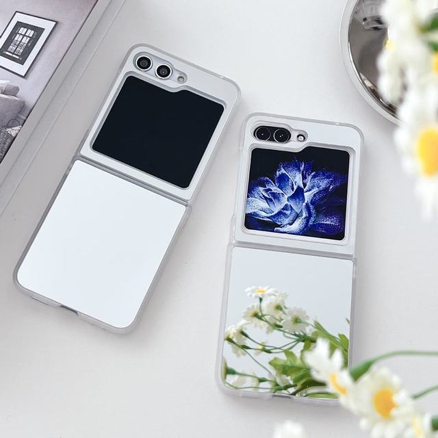Luxury TPU+PC Shockproof Case for Samsung Z Flip5 6 7 Moto Razr 50 Anti-Drop Mirror Hinge Protection Clear Cover