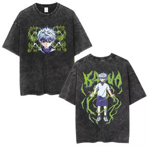 Camiseta Retro de Algodón Lavado con Cuello Redondo y Estampado en Caliente de Anime Hunter X Hunter Hisoka <span class=keywords><strong>Chrollo</strong></span> Spider Phantom Theater, Manga Corta - Product Image 5