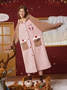 Pigiama da donna in pile corallo caldo con stampa cartone animato Bassotto, maniche lunghe, in terylene, per cosplay e feste IM151-W - Product Image 4