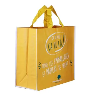 Promotion Custom Supermarket Shopping Used Bopp Laminated Pp Woven Reusable Grocery Bag