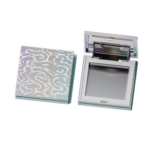 Boîtier de maquillage carré rechargeable pour poudre compacte, personnalisé en ABS, électroplaqué irisé, avec adhésif magnétique pour fixation magnétique - Product Image 6