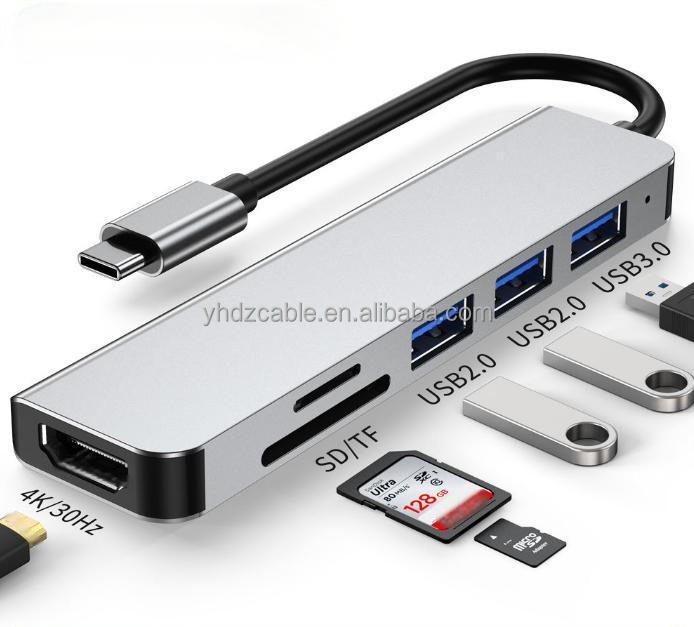USB-C : 2*USB 2.0 + USB 3.0 + Hub SD/TF + HD