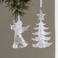 Nouvel Ornement de Noël Transparent en Acrylique Flocon de Neige et Renne, Décoration Suspendue Claire pour Sapin de Noël, Décoration de Fête pour la Maison